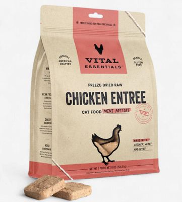 Vital Essentials Mini Patties Raw Chicken Entrée Freeze-Dried Cat Food, 8-oz bag