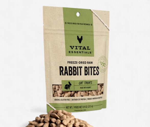 Vital Essentials Freeze-Dried Raw Cat Treats Rabbit Bites, 0.9-oz bag