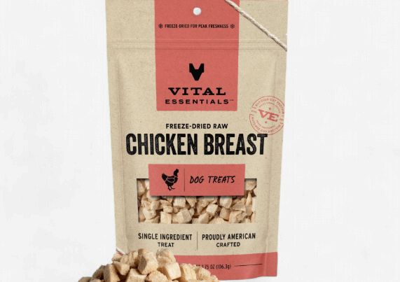 Vital Essentials Freeze-Dried Raw Dog Treats Chicken Breast, 3.75-oz bag