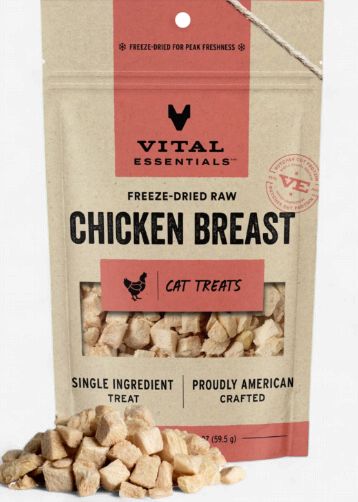 Vital Essentials Freeze-Dried Raw Cat Treats Chicken Breast, 2.1-oz bag