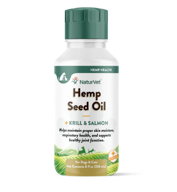 NaturVet Hemp Seed Oil, Krill &amp; Salmon 8 oz for Dogs