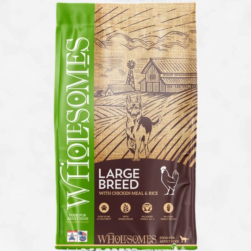 Wholesomes Large Breed Chicken Meal &amp; Rice Adult Dry Dog Food 40 lb