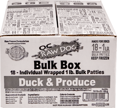 OC Raw Duck &amp; Produce Bulk 18 lb