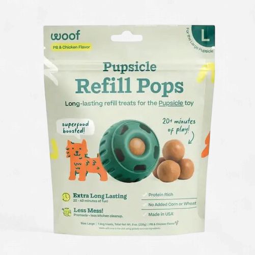 Woof Pupsicle Pops Peanut Butter &amp; Chicken Dog Treats Large 8 oz