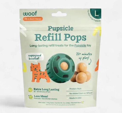 Woof Pupsicle Pops Peanut Butter &amp; Beef Dog Treats Large 8 oz