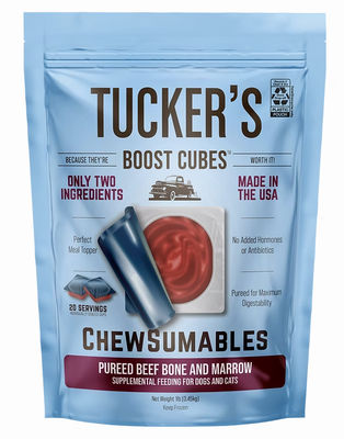 Tucker's Boost Cubes Beef Bone &amp; Marrow Frozen Dog Food Topper, 1 Lb