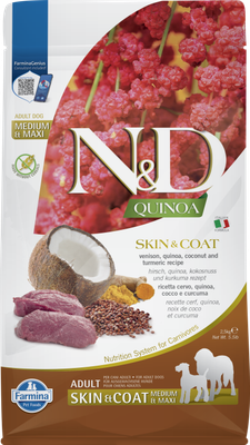Dog N&amp;D Quinoa Skin &amp; Coat Venison Med Maxi 15.4 lb