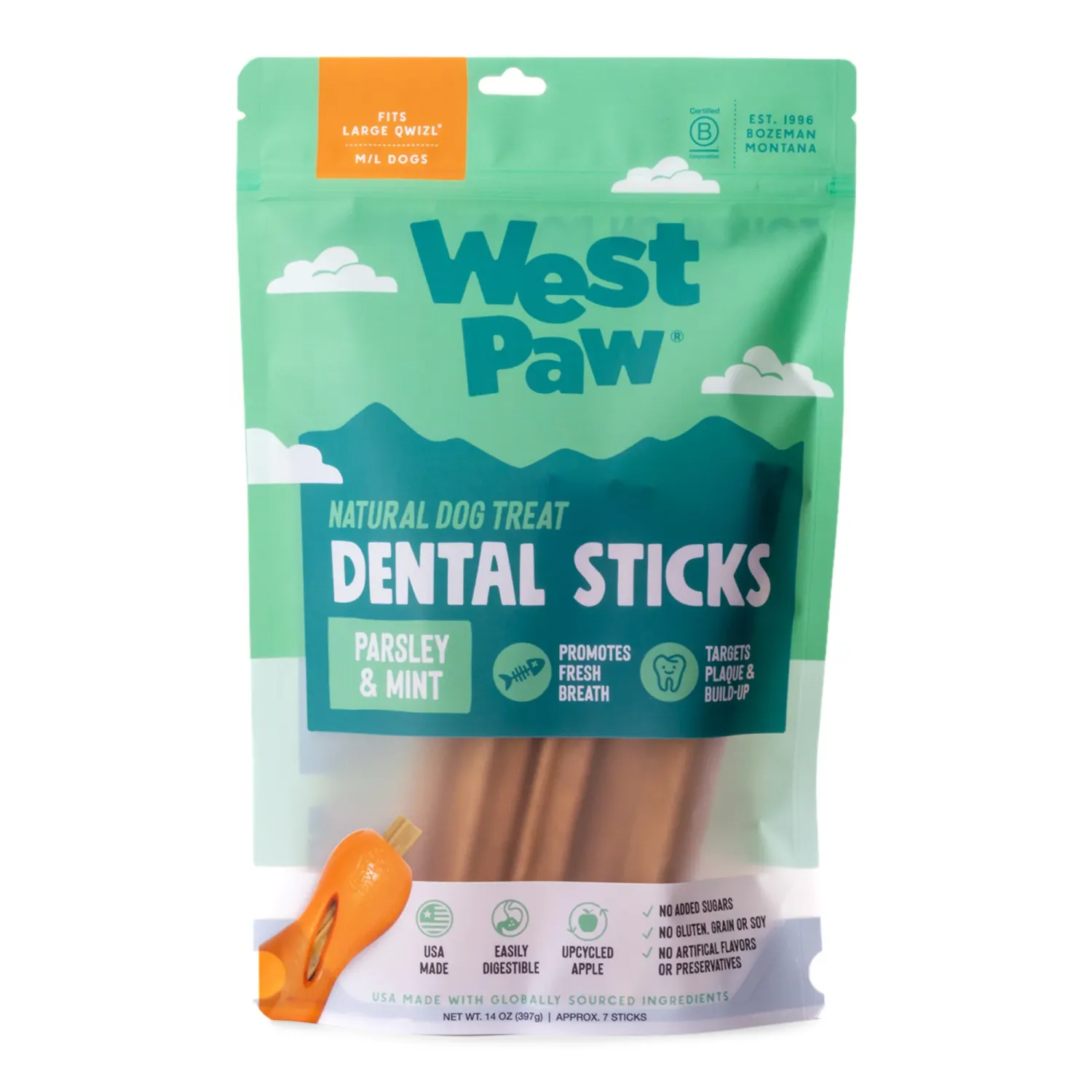 West Paw Natural Dental Sticks Large 14 oz