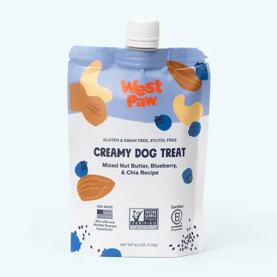 West Paw Creamy Treat Nut Butter, Blueberry &amp; Chia Seed 6.2 oz
