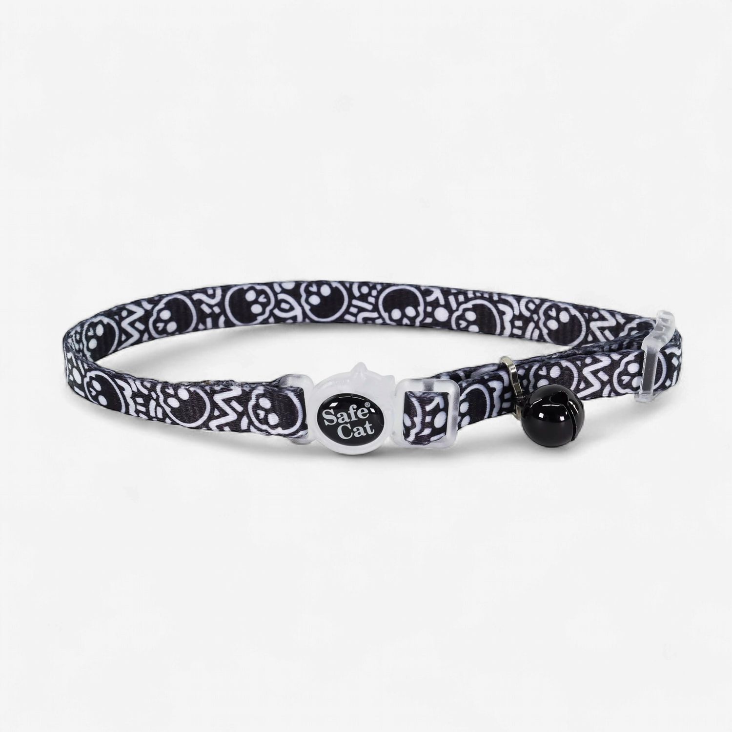 Coastal Safe Cat Fashion Adjustable Breakaway Cat Collar Black Skulls