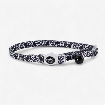 Coastal Safe Cat Fashion Adjustable Breakaway Cat Collar Black Skulls