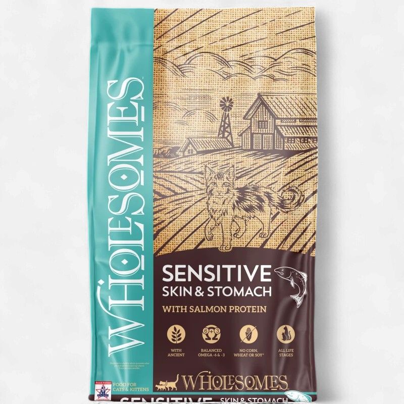 Wholesomes Sensitive Skin &amp; Stomach Salmon Dry Cat Food 10 lb