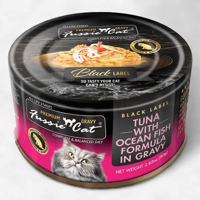 Fussie Cat Black Label Tuna with Oceanfish in Gravy 2.82 Oz