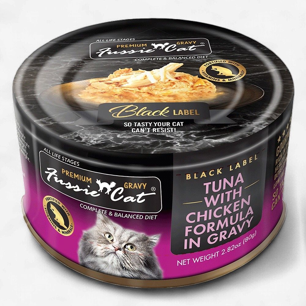 Fussie Cat Black Label Tuna with Chicken in Gravy 2.82 Oz