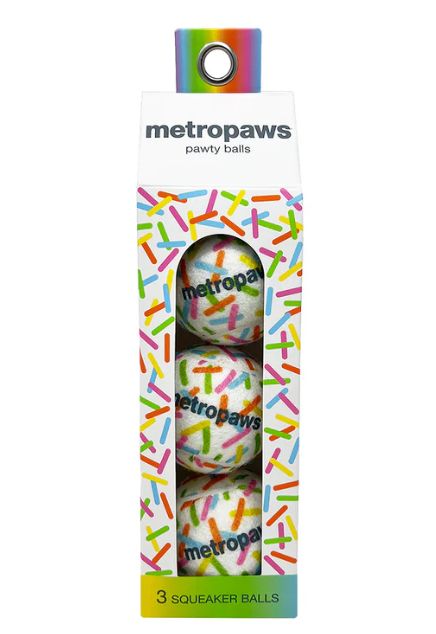 Metro Squeaker Ball - Pawty 3 pack 2.5"