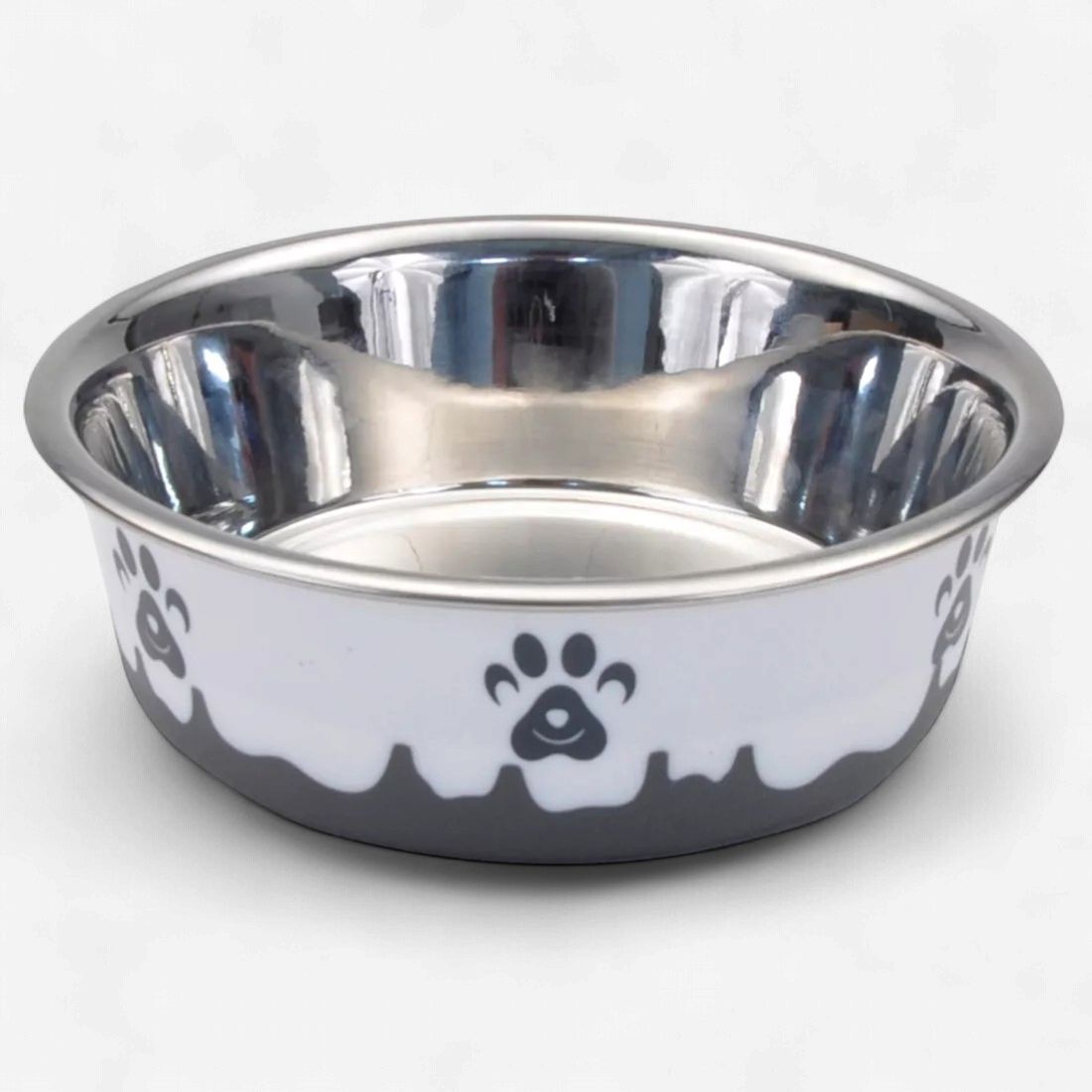Maslow Design Series Non-Skid Paw Design Dog Bowl 54 oz, Colour: Grey/White