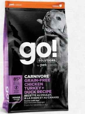 GO! Carnivore Grain-Free Chicken, Turkey &amp; Duck Senior Dry Dog Food, Size: 3.5 Lb