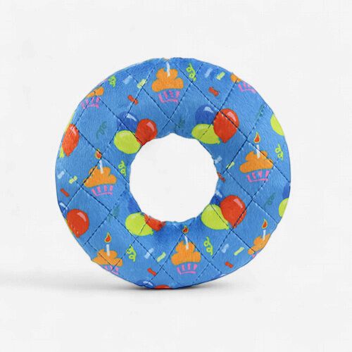 Mighty Ultimate Ring Birthday Celebration Blue Dog Toy Medium