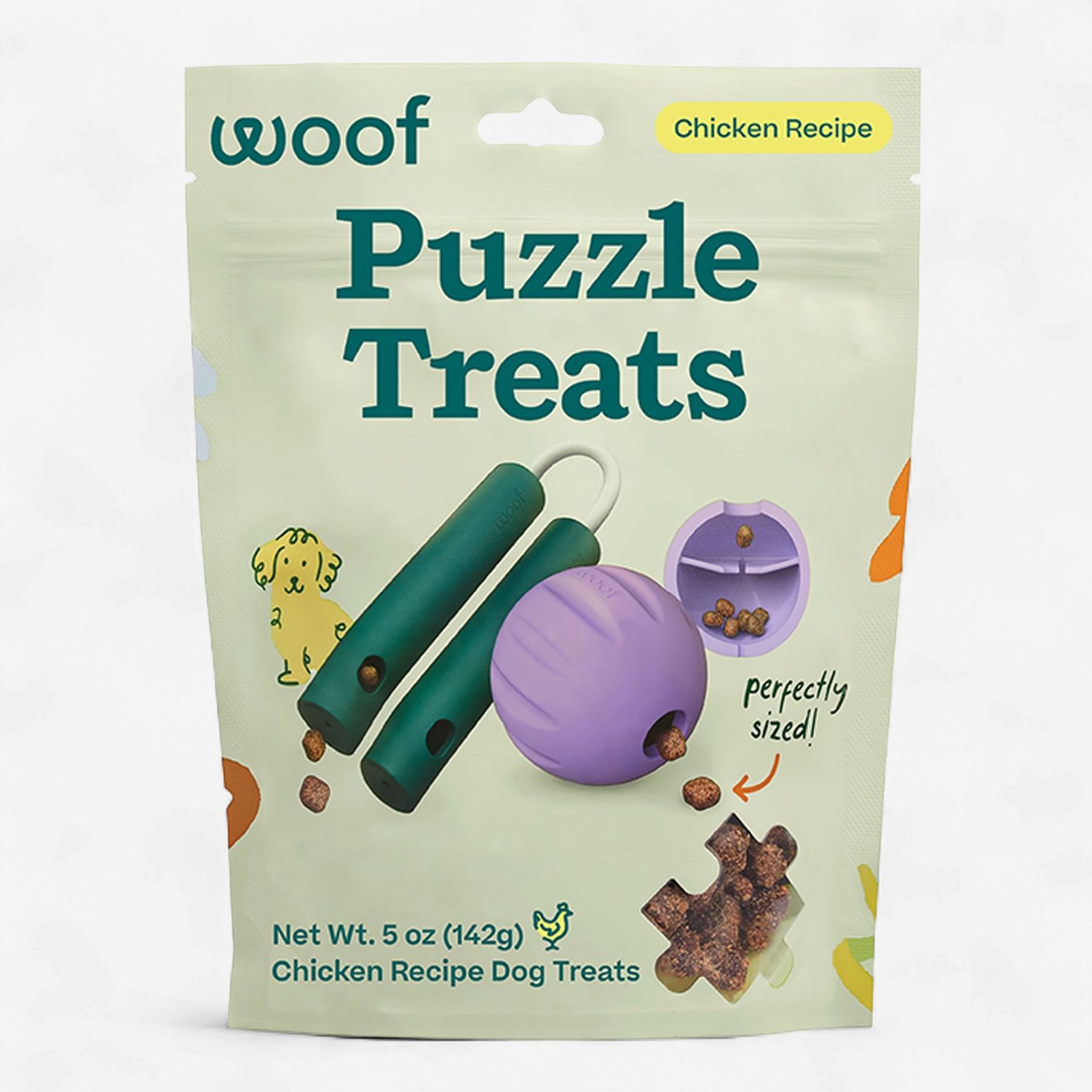 Woof Air-Dried Chicken Dog Puzzle Treats 5 oz