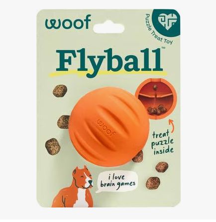 Woof Flyball Orange Dog Fetch Puzzle Ball
