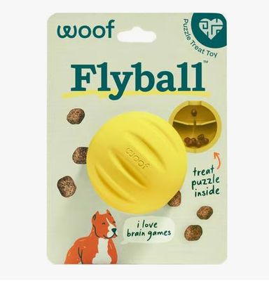 Woof Flyball Yellow Dog Fetch Puzzle Ball