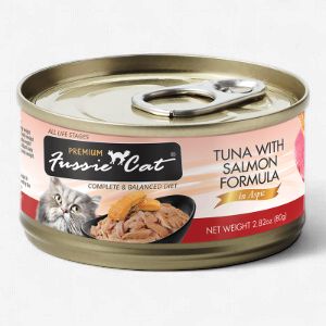 Fussie Cat Premium Tuna with Salmon in Aspic Cat Food 2.82 oz