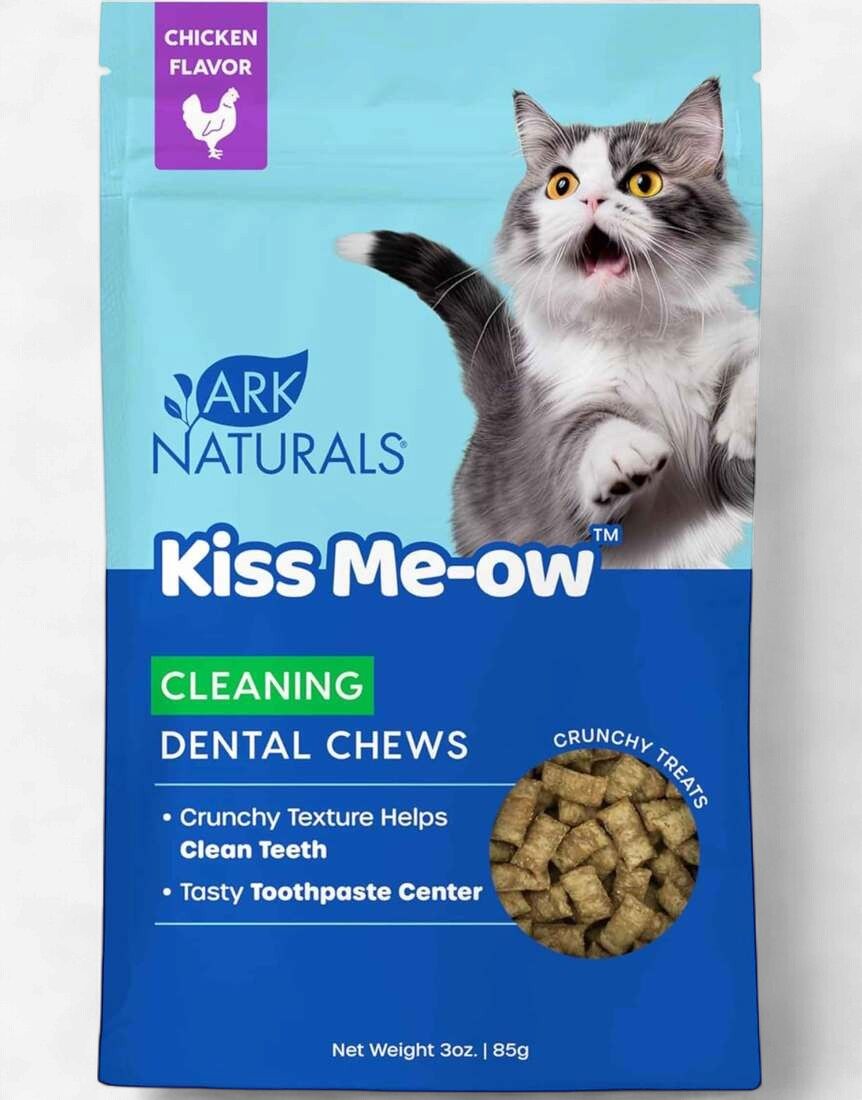 Ark Naturals Kiss Me-Ow Chicken Dental Crunchy Cat Treats 3 oz