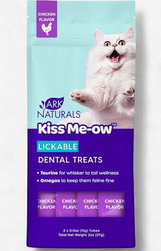 Ark Naturals Kiss Me-Ow Lickable Dental Chicken Cat Treats 4 ct
