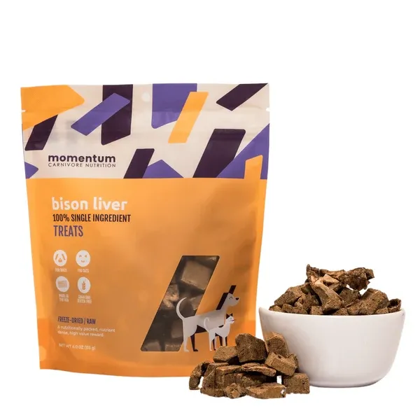 Momentum Freeze-Dried Bison Liver Dog &amp; Cat Treats 4 oz