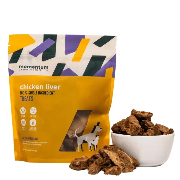Momentum Freeze-Dried Chicken Liver Dog &amp; Cat Treats 3.5 oz