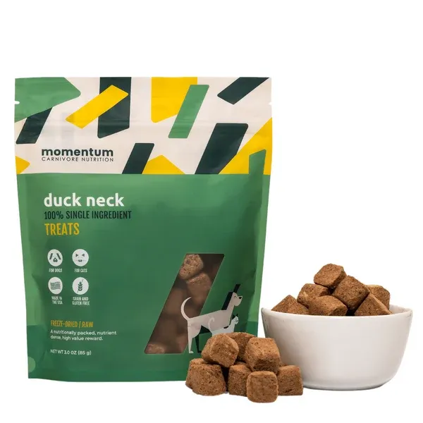 Momentum Freeze-Dried Duck Neck Dog &amp; Cat Treats 3 oz