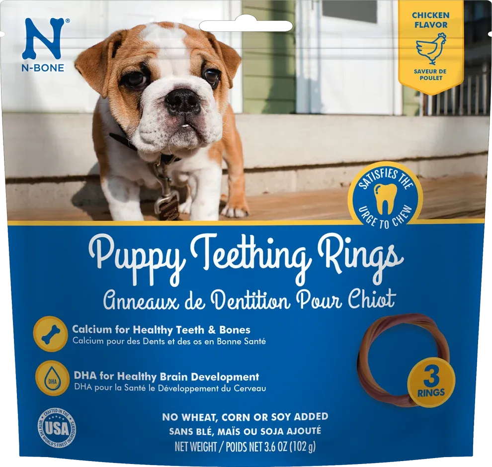 N-Bone Puppy Teething Rings Chicken Dog Chews 3 ct 3.6 oz