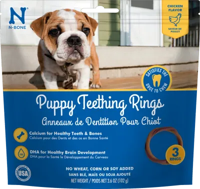 N-Bone Puppy Teething Rings Chicken Dog Chews 3 ct 3.6 oz