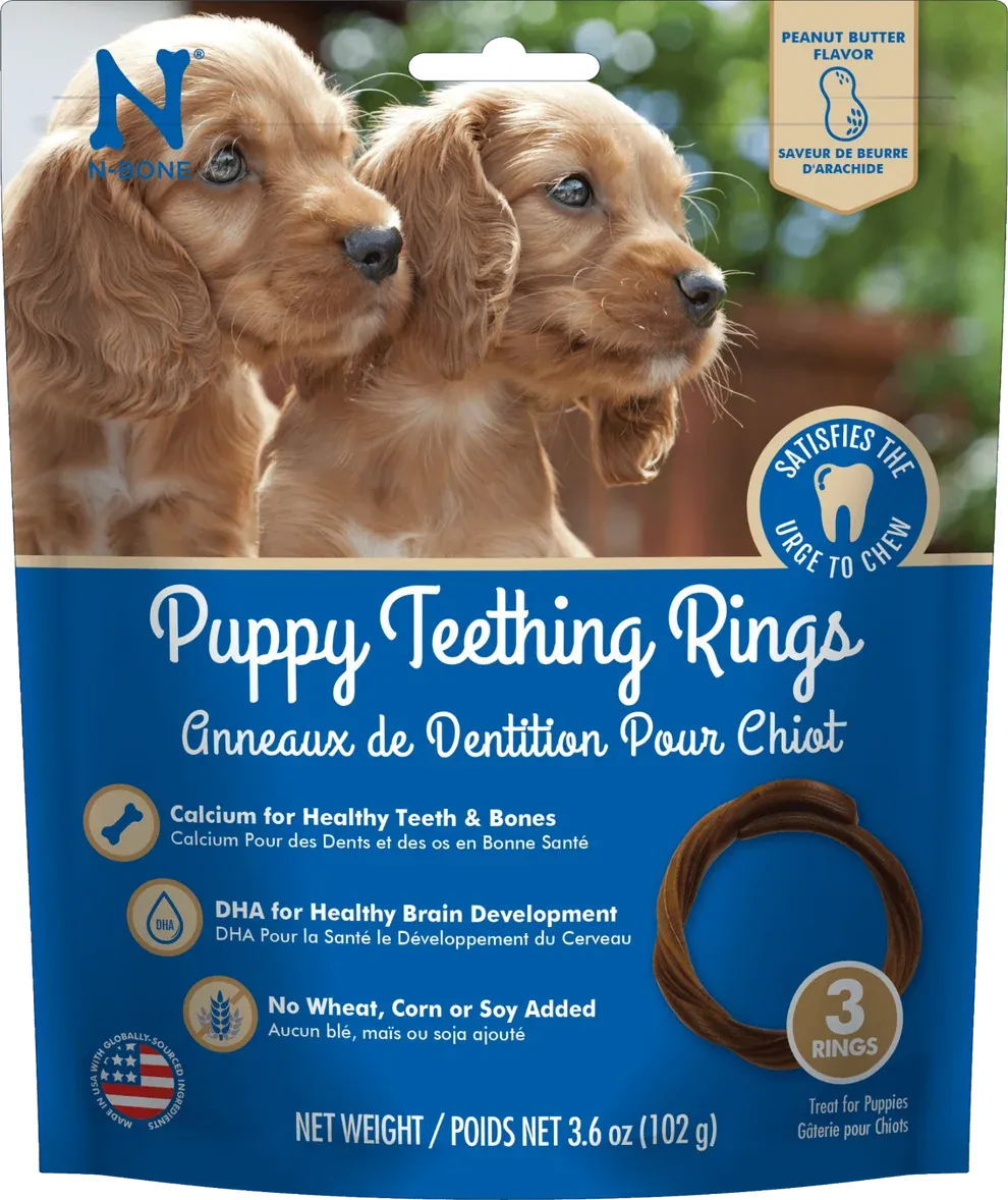 N-Bone Puppy Teething Rings Peanut Butter Dog Chews 3 ct 3.6 oz