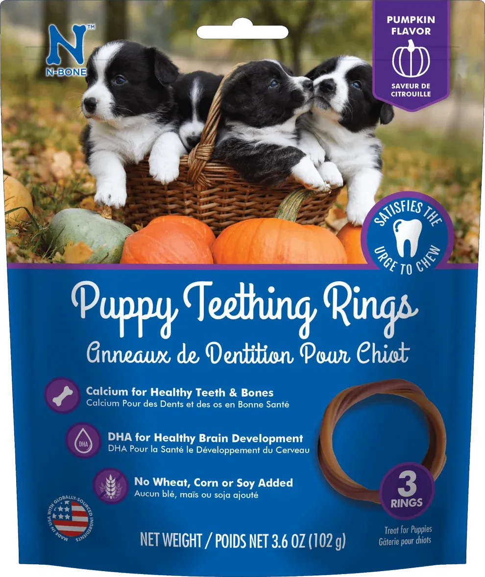 N-Bone Puppy Teething Rings Pumpkin Dog Chews 3 ct 3.6 oz