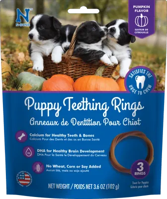 N-Bone Puppy Teething Rings Pumpkin Dog Chews 3 ct 3.6 oz