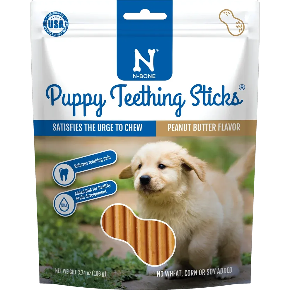 N-Bone Puppy Teething Sticks Peanut Butter Dog Sticks 3.74Oz