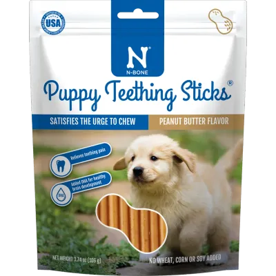 N-Bone Puppy Teething Sticks Peanut Butter Dog Sticks 3.74Oz