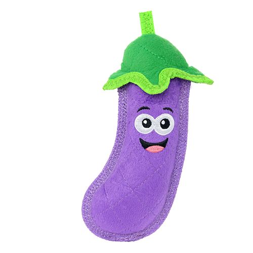 Tuffy Funny Food Eggplant Durable Plush Dog Toy Small-Medium