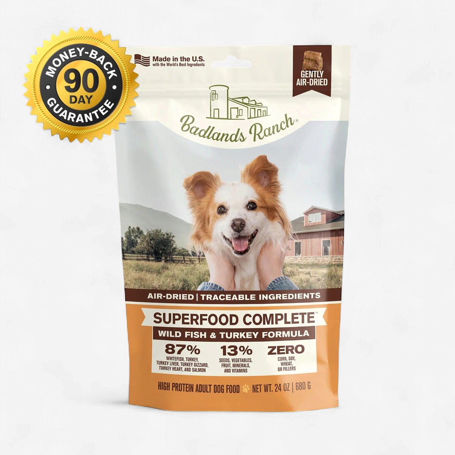 Badlands Ranch Superfood Complete Wild Fish &amp; Turkey Air-Dried Dog Food 11.5 oz