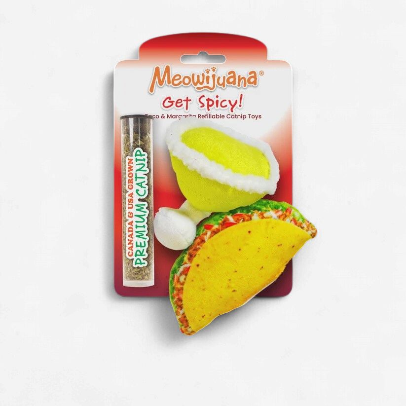 Meowijuana Get Spicy Taco &amp; Margarita Refillable Catnip Cat Toys 2-Pack