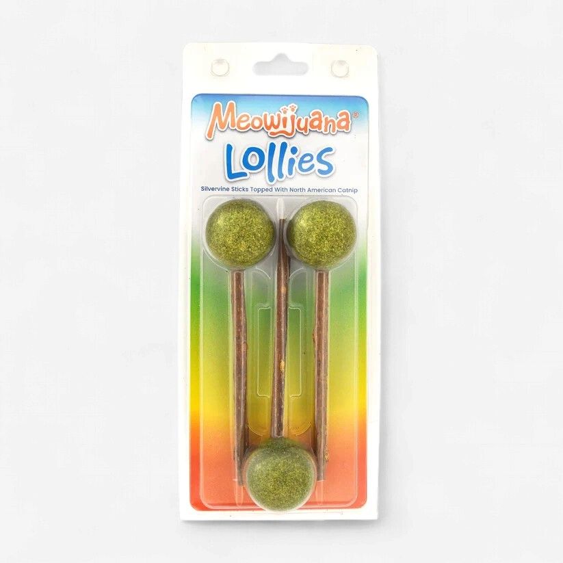 Meowijuana Lollies Silvervine Sticks with Catnip Cat Chew Toys 3-Pack