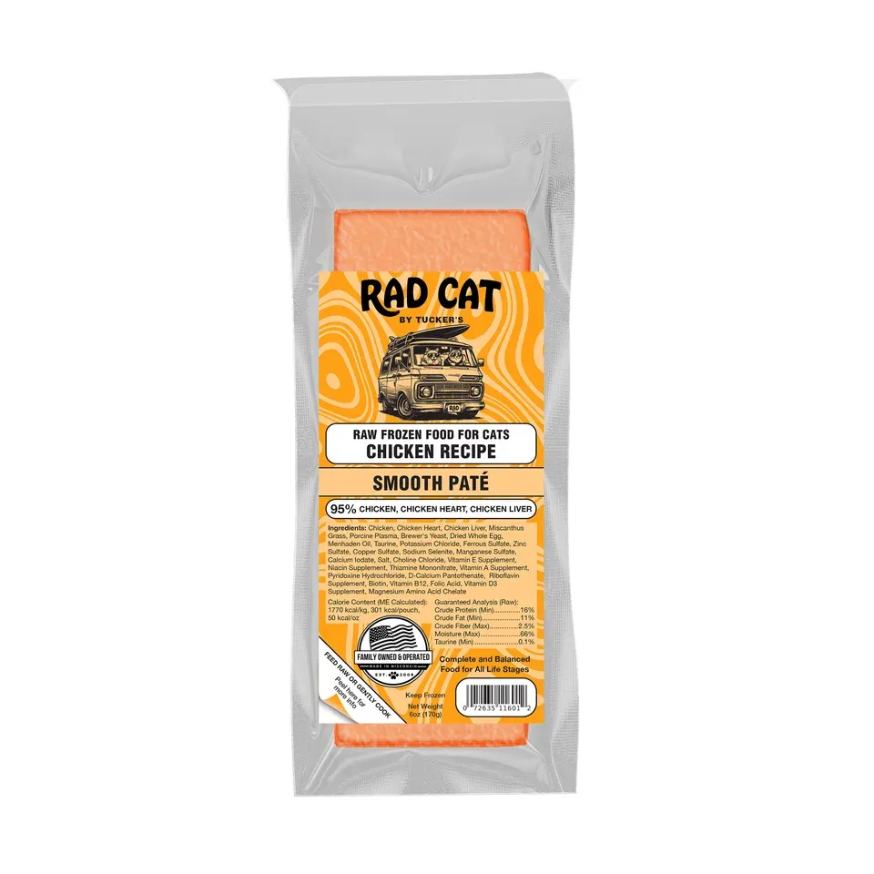 Rad Cat by Tucker's Chicken Smooth Pâté Frozen Raw Cat Food 6 oz