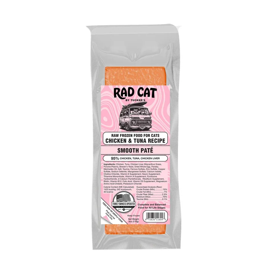 Rad Cat by Tucker's Chicken &amp; Tuna Smooth Pâté Frozen Raw Cat Food 6 oz