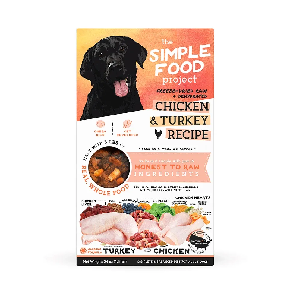 Simple Food Project Chicken &amp; Turkey Freeze-Dried Raw Dog Food 1.5 lb
