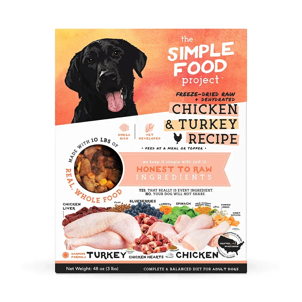 Simple Food Project Chicken &amp; Turkey Freeze-Dried Raw Dog Food 3 lb