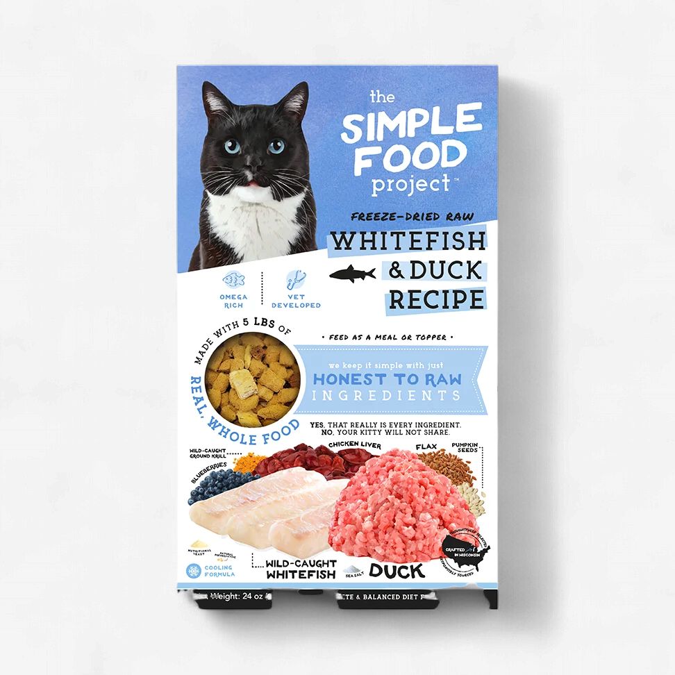 Simple Food Project Whitefish &amp; Duck Freeze-Dried Raw Cat Food 1.5 lb