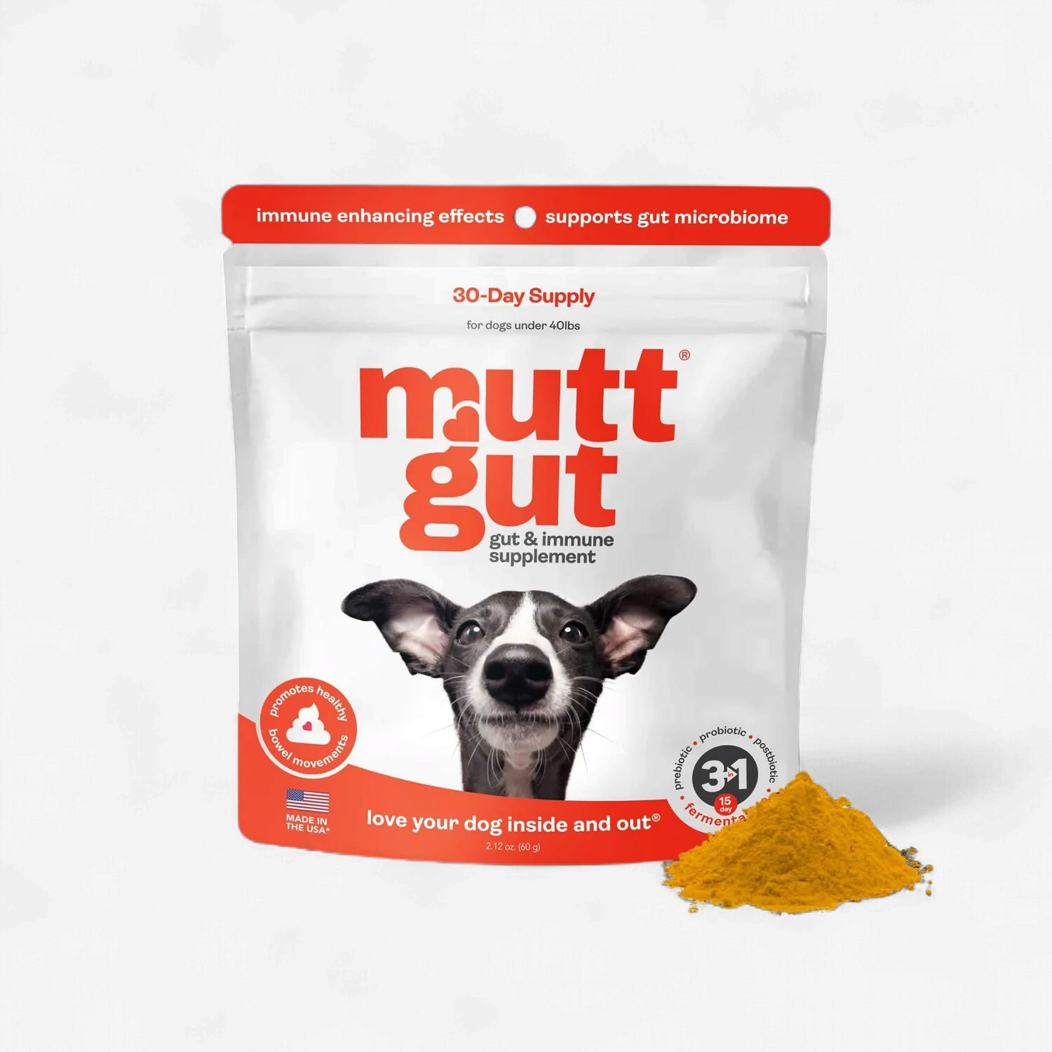 MuttGut Gut &amp; Immune Supplement Powder for Dogs Under 40 lb