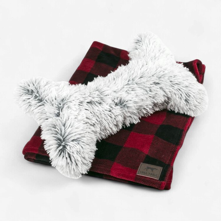Tall Tails Red Plaid Gift Blanket &amp; Sherpa Bone Dog Gift Set