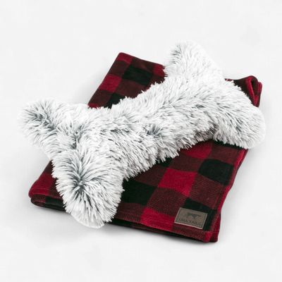 Tall Tails Red Plaid Gift Blanket &amp; Sherpa Bone Dog Gift Set